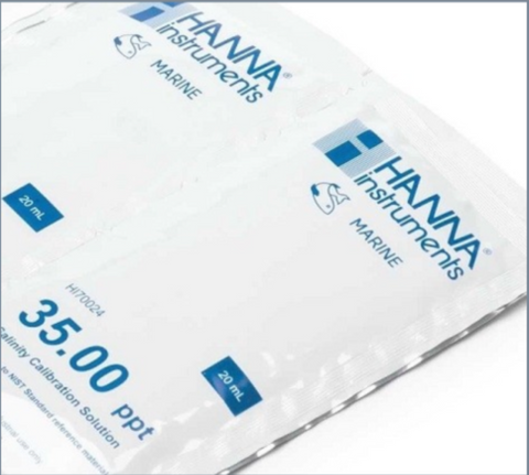 Hanna Checker Salinity Standard 35.00ppt 20ml Sachets HI-70024P - Blue Touch Aquatics